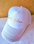 White Cap with Gold Printed Logo