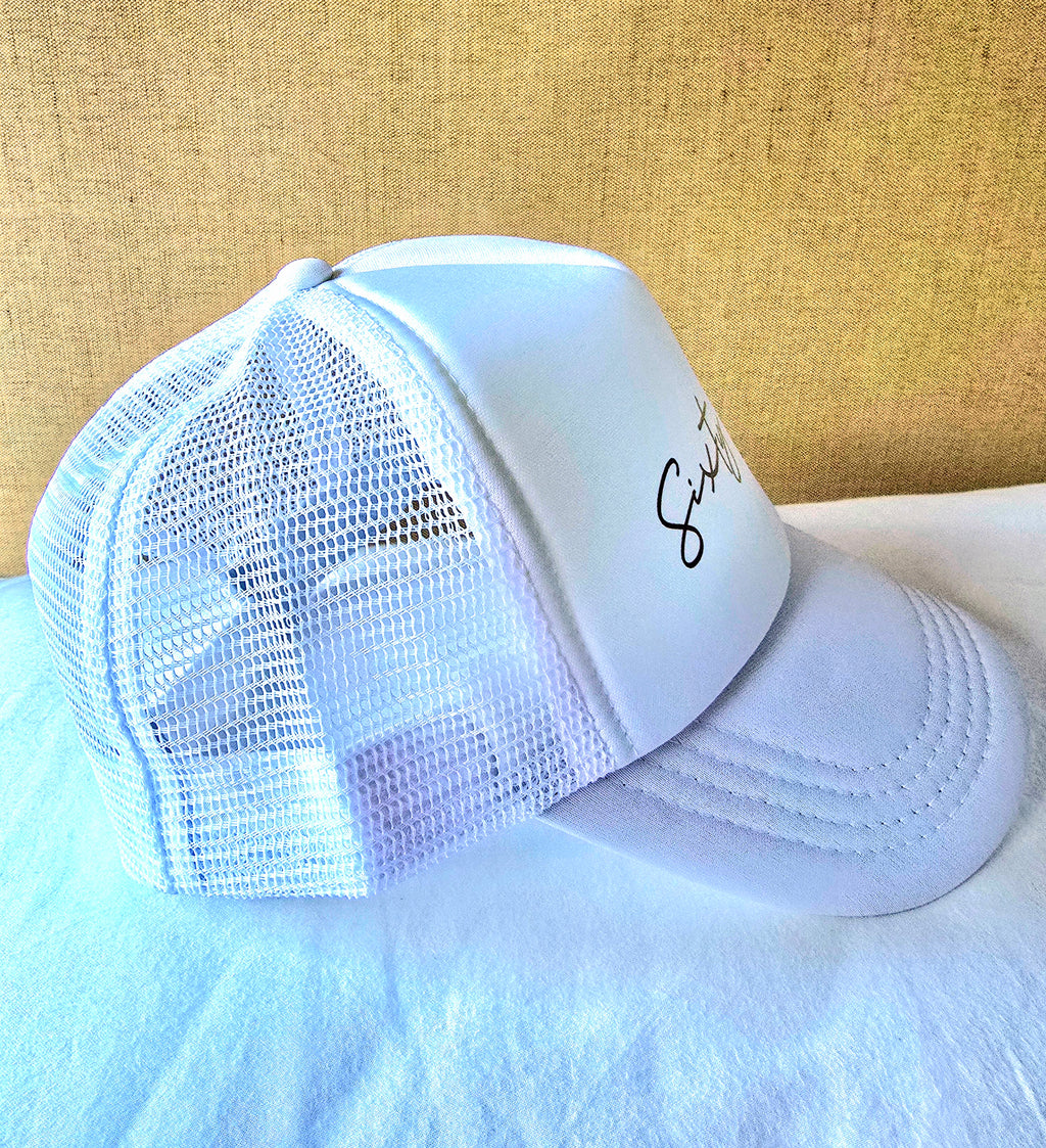 White Cap with Gold Printed Logo