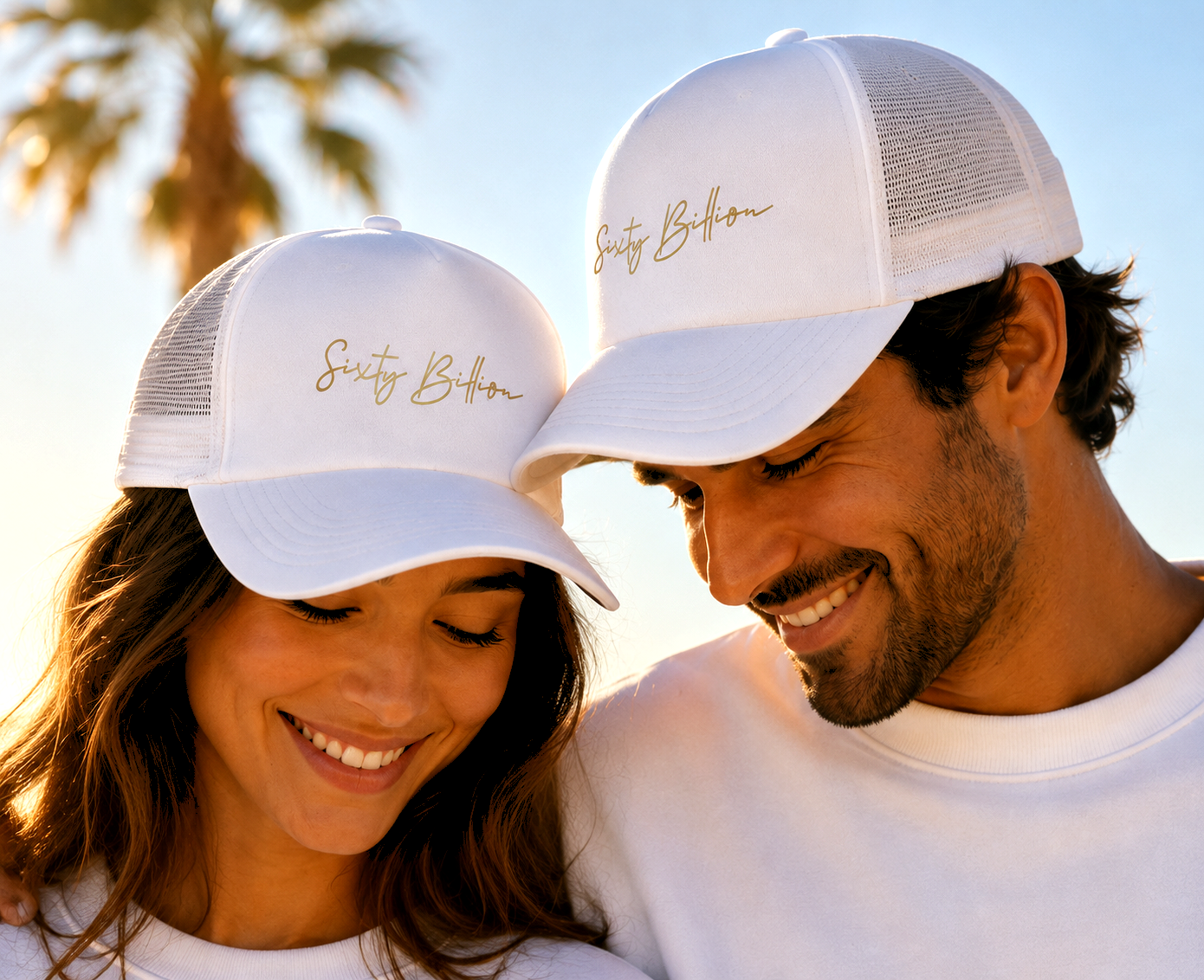 White Cap with Gold Printed Logo