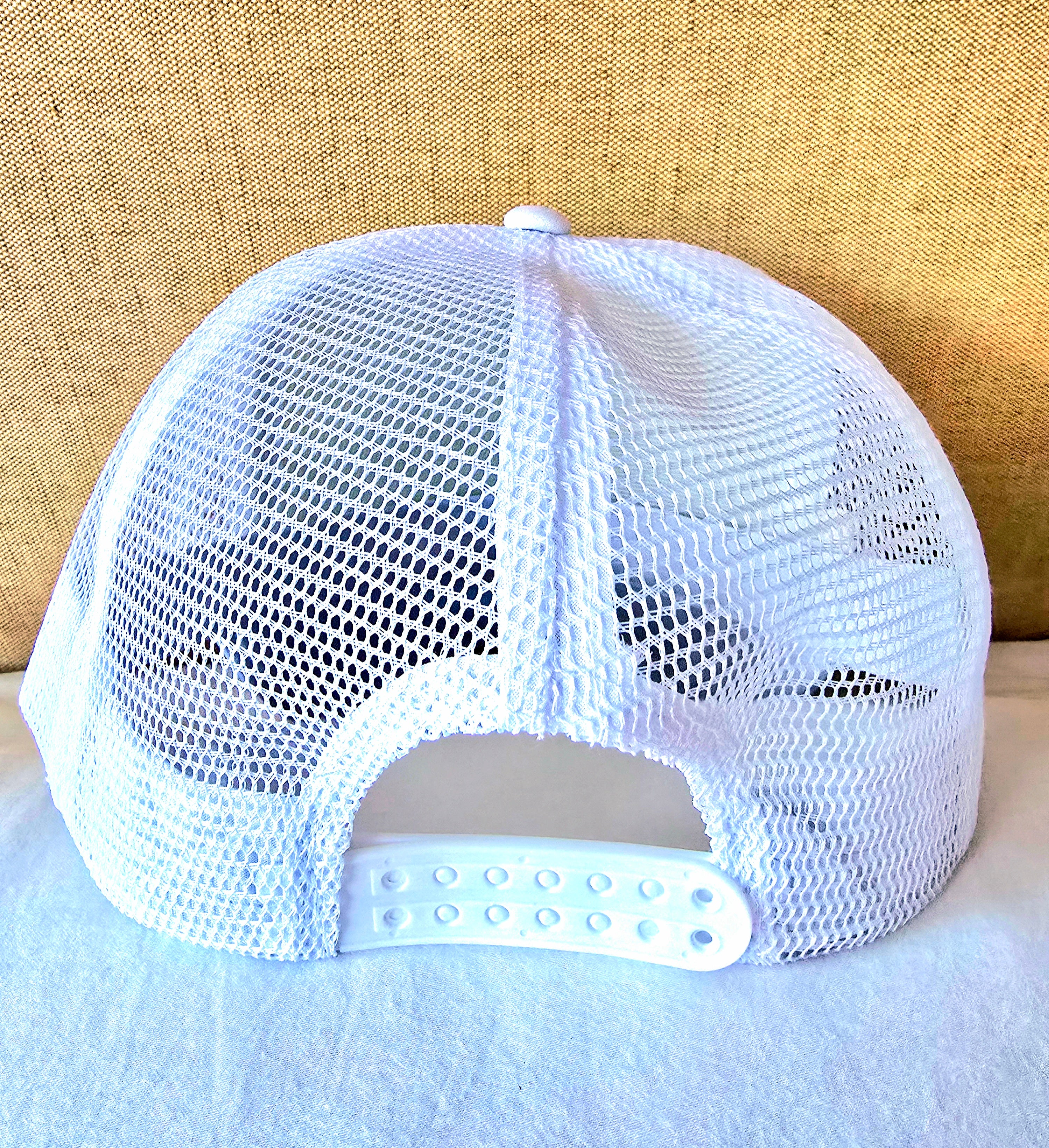 White Cap with Gold Printed Logo