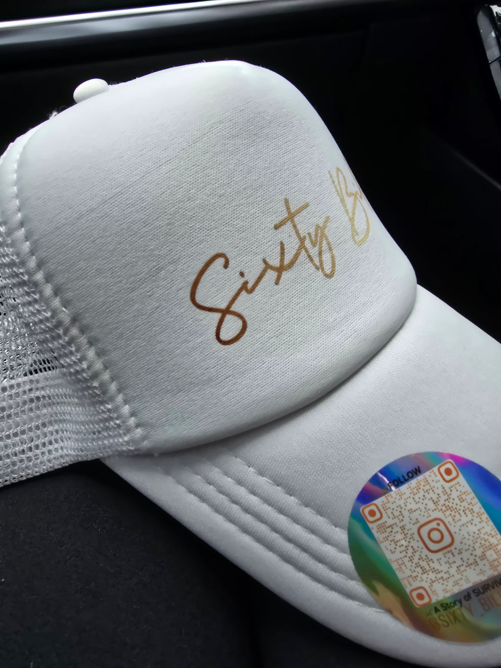 White Cap with Gold Printed Logo